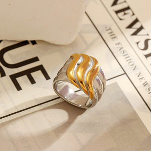 Stainless Steel <b>Ring</b> Geometric Shape Gold Plated Women's Fashion Jewelry Gift YR44 - Product Image 2