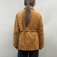 Veste en cuir à col montant Jancoco en gros pour l'hiver, manteau mi-long en daim véritable personnalisé pour femme