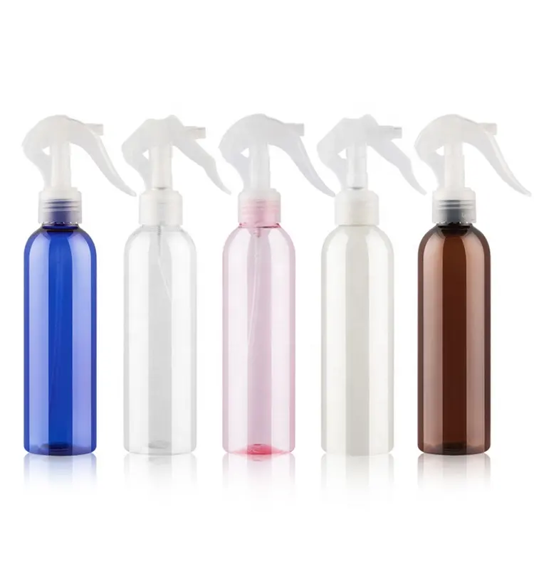 Bouteille de pulvérisation à déclencheur en plastique, 200ml/250ml, bouteille de pulvérisation à brouillard blanc/rose ronde personnalisée de 8 oz