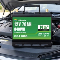 Baterai Ion Natrium OEM ODM 12V 70Ah, Baterai Starter Mobil, CCA Tinggi, BMS Pintar, Baterai Penggerak untuk Mobil, SUV, Truk