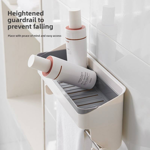 Porta oggetti da bagno a muro senza trapano in <span class=keywords><strong>plastica</strong></span> lavabo ripiano ripiano con utensili per la pulizia porta asciugamani - Product Image 3