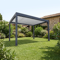 Pergola bioclimatique automatique en aluminium avec revêtement en poudre imperméable pour terrasse, balcon, jardin, patio et utilisation estivale en extérieur