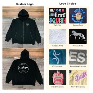 Logo personalizzato stampato Plain 3D ricamo in bianco Full Face Zip felpe nere <span class=keywords><strong>con</strong></span> cappuccio sopra il viso felpe <span class=keywords><strong>con</strong></span> <span class=keywords><strong>cerniera</strong></span> completa per le donne - Product Image 2