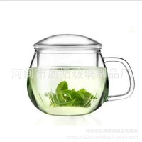 Service à thé et café en verre borosilicate transparent soufflé à la main, moderne, 600 ml, écologique, résistant à la chaleur, avec filtre et couvercle PSC