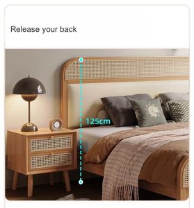 <span class=keywords><strong>Letto</strong></span> <span class=keywords><strong>Matrimoniale</strong></span> in Legno Massello con <span class=keywords><strong>Testiera</strong></span> in Rattan, Stile Nordico, Arredamento per Camera da <span class=keywords><strong>Letto</strong></span> - Product Image 5