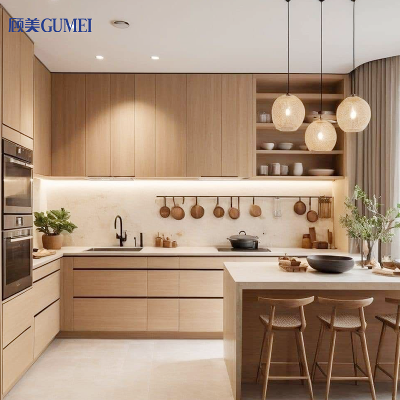 Modular Minimalist Style Ready-to-install Integrated Design Smart Wooden Countertop Kitchen Cabinets with Storage Island · image 2