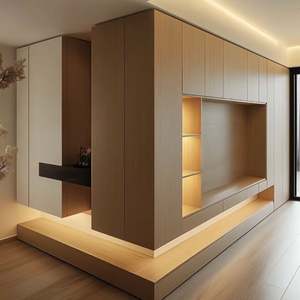 Armoire portable de style moderne personnalisée, en bois mélaminé détachable, pour le rangement des vêtements, pour les familles, les appartements, les hôtels, les écoles - Product Image 1