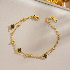 Nouveau Acier Inoxydable 18k Or Perle Shell Zircon Couches Trèfle Mauvais Yeux Chaîne <span class=keywords><strong>Bracelet</strong></span> Femmes Papillon <span class=keywords><strong>Coeur</strong></span> <span class=keywords><strong>Bracelet</strong></span> pour Cadeau - Product Image 4