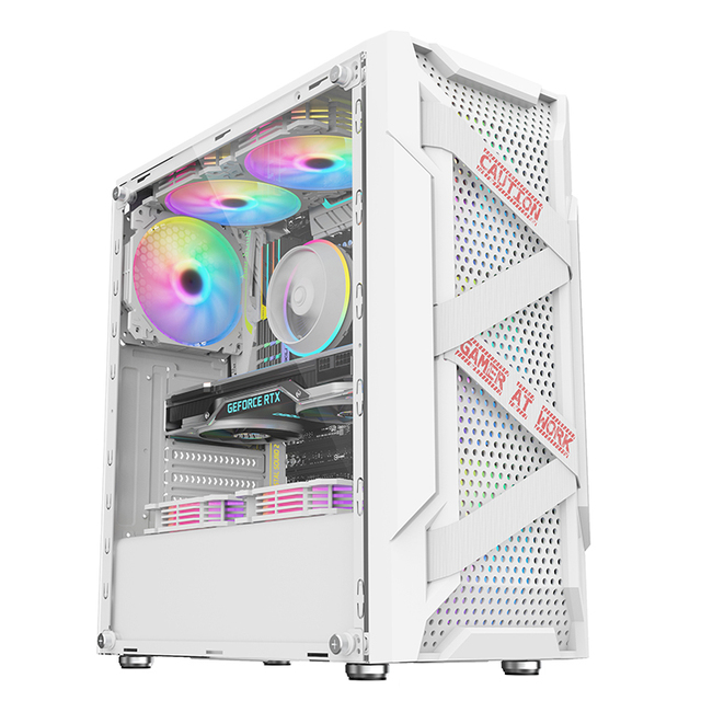 Titan White Micro ATX /ATX Custom Version Computer Case With Fans LED Handle Micro ATX PC Case