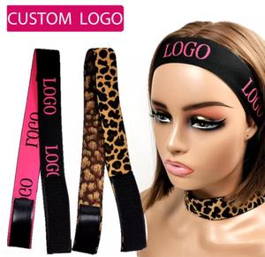 Logo personalizzato regolabile di alta qualità tessuto fettuccia Melt <span class=keywords><strong>Band</strong></span> Edge <span class=keywords><strong>Slayer</strong></span> frontale Head Wraps parrucca per capelli in pizzo fascia elastica per parrucche - Product Image 1