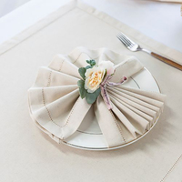WML012 Napperons en lin pur perforé, sets de table isolants thermiquement, nappes élégantes pour mariage et restaurant