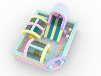 Château gonflable amusant rose et violet avec toboggan coloré en PVC, château gonflable commercial personnalisé pour enfants, parc d'attractions