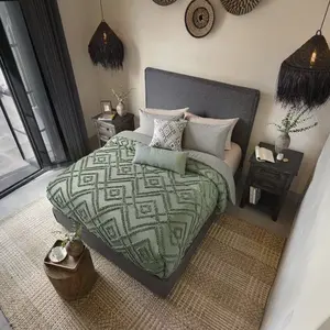 Taxco Vianney Duvet Cover Set <b>King</b> <b>Size</b> XL Geometric Embroidery Cotton Reversible Home <b>Bedding</b> - Product Image 3