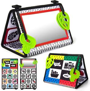 Jouets miroir de sol pour enfants, ventre plat, double activité à fort contraste, le développement des bébés noir et blanc - Product Image 1