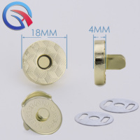 Kancing Tekan Bulat Datar QingHe BG-184-BLG Bebas Timbal dari Besi & Kuningan dengan Penutup Magnetik untuk Tas, Pakaian, Sepatu
