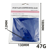 Lot de 4 racloeurs flexibles en plastique bleus pour le retrait de film de fenêtre de voiture, d'autocollants, de résidus de colle et de papier peint – Outil manuel de bricolage