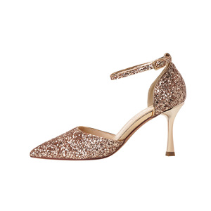 Zapatos de Novia con Tacón de Aguja, Punta Puntiaguda, Correa en el Tobillo, Cristales Brillantes, Tacones Altos de 5cm-8cm, Tallas 35-40 - Product Image 5