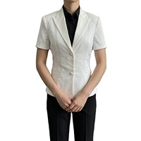 Blazer Wanita Lengan Pendek Model Jas Kerah Notch Dua Kancing Saku Samping Slim Fit Kasual Kantor Jaket Luar Wanita