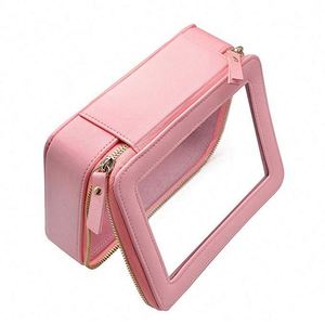 Bolsa de cosméticos de poliéster rosa de fábrica BSCI, organizador de belleza a la moda - Product Image 3