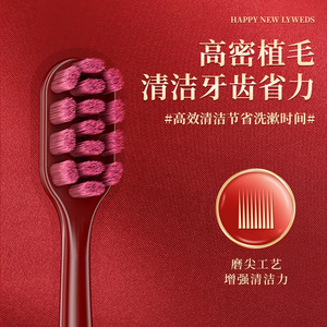 Dycrol <b>Wedding</b> Toothbrush Set Soft Bristle Manual Toothbrush Couple Gift <b>Pack</b> Premium Red Design For Chinese New Year - Product Image 4