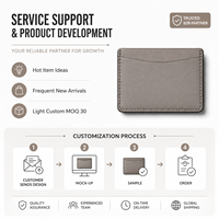 Tarjetero de Cuero Gris Taupe Neutro para Hombres y Mujeres en Viajes de Negocios con Diseño Delgado de Múltiples Ranuras para Tarjetas y Logotipo Personalizado