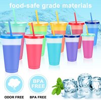 Offres Spéciales nouveau design 24 oz sans BPA en plastique paillettes café froid eau magique couleur changeante tasse à café avec paille