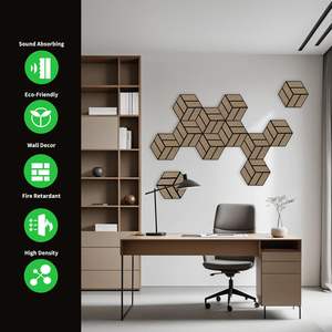 Catilan Hexagom PET Panel Madera PVC Chapa Panel acústico Respaldo Pared de madera Akupanel Hexágono a prueba de sonido - Product Image 5