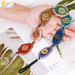 CSJA-Hoja de ágata de 7 Chakras, símbolo curativo, ventana de pared, <span class=keywords><strong>cristales</strong></span> de coche, adornos <span class=keywords><strong>colgantes</strong></span>, decoración <span class=keywords><strong>Feng</strong></span> <span class=keywords><strong>Shui</strong></span> K019, venta al por mayor - Product Image 4