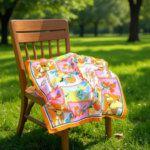 Pañuelo cuadrado pequeño naranja limón 70x70cm 38g Accesorio de moda ligero para mujer - Product Image 2