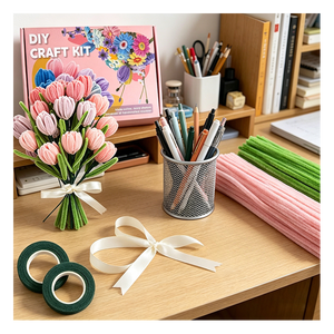 DIY Educational Art Kit Velvet 7mm Fuzzy <b>Wire</b> Material For Creative Projects And Colorful Fuzzy <b>Wire</b> Decorative <b>Flower</b> Art - Product Image 5