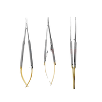 Set Gunting Mikro, Penjepit Jarum, dan Forceps Lurus Castroviejo Manual Stainless Steel Bersertifikasi CE, Perlengkapan Instrumen Bedah