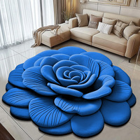 Tapis Oriental Floral Irrégulier Artistique, Tapis de Canapé Antidérapant, Tapis de Sol en Diatomite, Décoration de Sol de Chambre