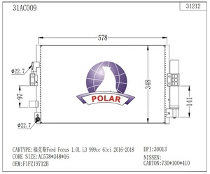 Nhà máy trực tiếp f1fz19712b tự động <span class=keywords><strong>AC</strong></span> ngưng tản nhiệt cho Ford <span class=keywords><strong>Focus</strong></span> 1.0L L3 2016-2018 31ac009 điều hòa không khí hệ thống - Product Image 2