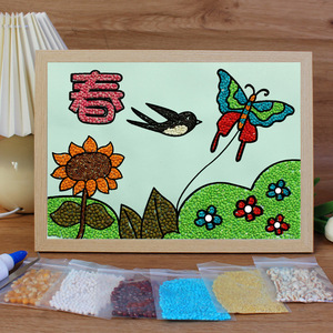 ชุดอุปกรณ์วาดภาพเมล็ดพืช DIY สำหรับเด็ก ชุดวัสดุงานฝีมือธีมฤดูใบไม้ผลิ - Product Image 1