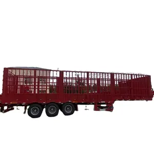 Tugas berat murah 3 roda truk trailer tiang pagar trailer 40ft sisi dinding pagar kargo semi-trailer kami untuk dijual