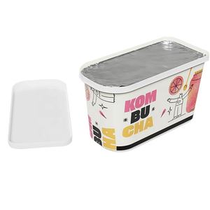 Envases de plástico reutilizables de 1.3 litros (1.2 cuartos de galón) para helados, sorbetes, gelato, con tapas IML. - Product Image 1