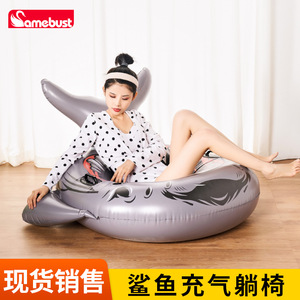 Amebust Shark <b>Inflatable</b> Lounger <b>Floating</b> Bed PVC Water Seat For Kids Swimming Pool Fun - Product Image 5