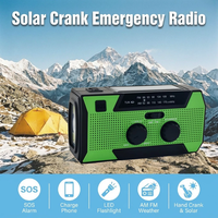 Radio con Manivela y Cargador USB, 5000mAh, Energía Solar, con Linterna LED de 1W para Supervivencia al Aire Libre