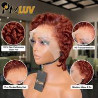 Perruque Pixie Cut en Cheveux Humains Courts Bouclés, Cheveux Vietnamiens Bruts, Perruque Frontale HD Lace Sans Colle Pré-Pluckée, Vente en Gros