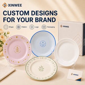 Assiettes plates en <span class=keywords><strong>céramique</strong></span> personnalisées avec logo de marque, style campagnard européen, compatibles four et lave-vaisselle, <span class=keywords><strong>émail</strong></span> coloré écologique pour la maison - Product Image 2