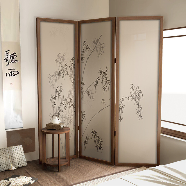 Customizable Modern Chinese Style Foldable Wood Partition Screen New Mobile Office Tea Room Hotel Lobby Home Beauty Salon Screen