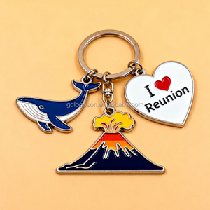Whale Shark Reunion Island Porte-clés souvenir en métal Porte-clés classique touristique en alliage <span class=keywords><strong>de</strong></span> zinc et conception <span class=keywords><strong>de</strong></span> coeur pour les voyages en mer - Product Image 1