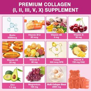 OEM自社ブランド2000mgコラーゲンガムヘアスキンと爪ビオチン入り,ビタミンC & 亜鉛女性 & 男性用工場供給 - Product Image 6