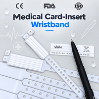 Bracelet d'identification médical en PVC pour adulte avec fente pour carte, fermeture à bouton, jetable, étanche