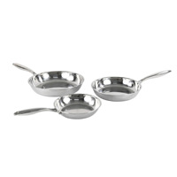 Nouvel ensemble de batterie de cuisine 3 couches en acier inoxydable antiadhésif pour usage domestique, comprenant un wok, une poêle et une marmite