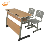 Ensemble chaise et table d'école modernes en plastique et métal avec bureau réglable et 2 tiroirs, certifié ISO pour la maison, le bureau et l'école
