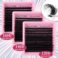 Kit de faux cils portables DIY à 10 rangées, courbure D segmentée, naturels, 120D-160D, ultra-denses