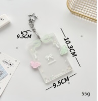 Porte-clés Kawaii Kpop pour photocards, en forme d'ailes d'ange transparentes, avec nœud, breloques de sac pour femme