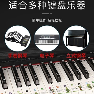 Autocollants pour touches de piano en PVC, notes musicales de dessin animé, adhésif imperméable pour clavier à 88, 61, 54 touches, aide à l'apprentissage - Product Image 3