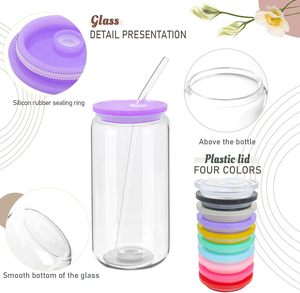 Gobelets en plastique transparent de 450 ml (16 oz) en forme de bouteille de soda, à paroi simple, en PC, avec couvercle coloré et paille transparente - Product Image 2